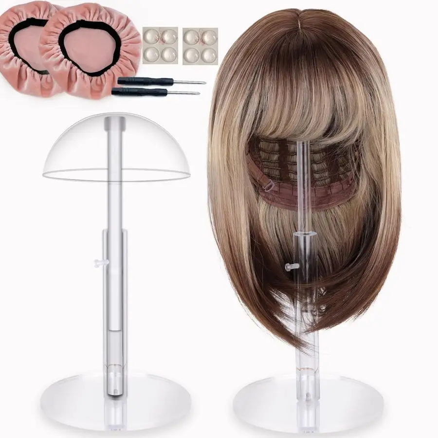 

Acrylic wig Hat Display Stand Adjustable for Styling and Display, Clear Clear Acrylic Display stand Holder for wig and hat Shop