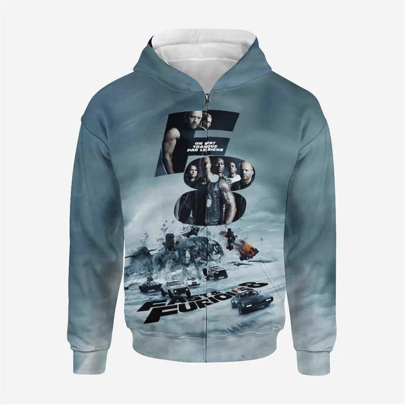 Fast & Furious 3D Print Men Children Zip Hoodie Streetwear Hot Selling Road Racer Style Spring And Autumn Jacket Sweatshirt