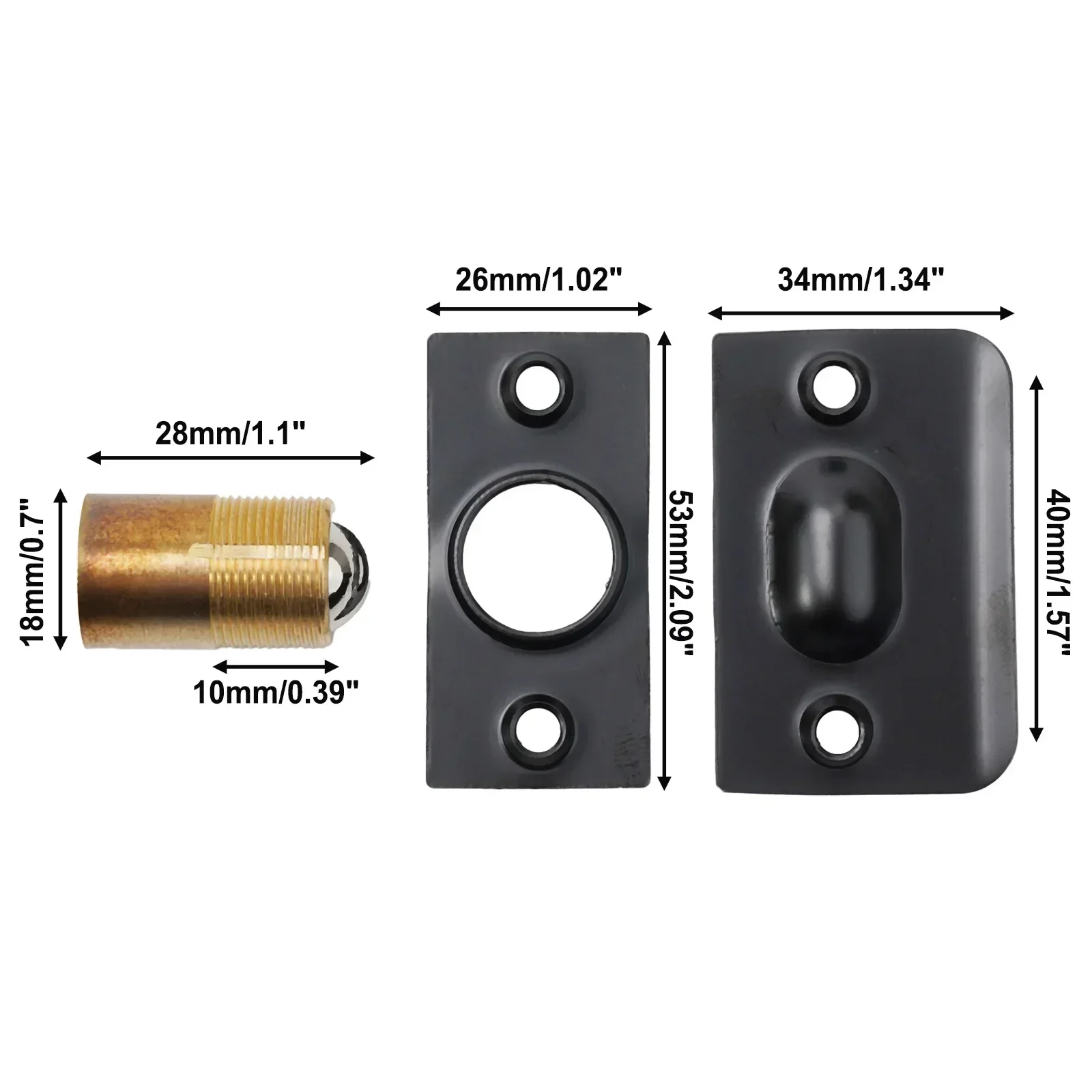 Loquet de remplacement de porte réglable, loquet à ressort, loquet à bille roulante, loquet avec 4x vis, accessoires internes