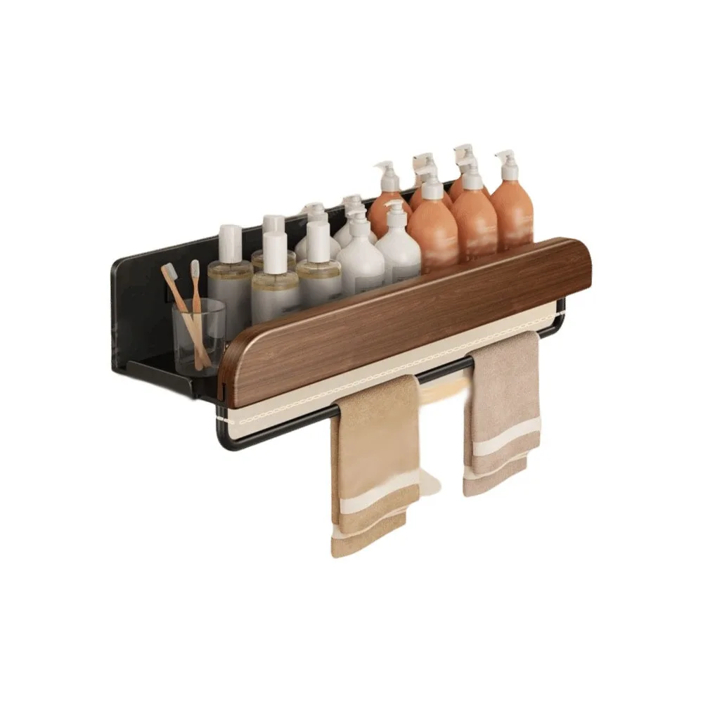 

Wood Detachable Bathroom Shampoo Shelves Space Saving Corrosion-Resistant Shower Storage Rack Waterproof Wall Mounted