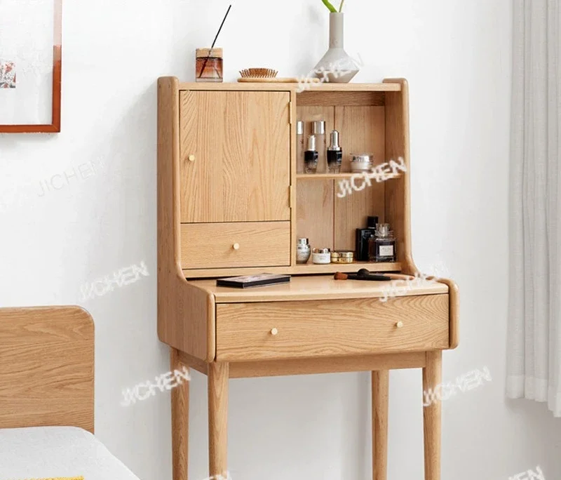 

JXC Комод из массива дерева Дубовый мини-косметический столик Современный простой письменный стол Скандинавский косметический столик для маленькой квартиры