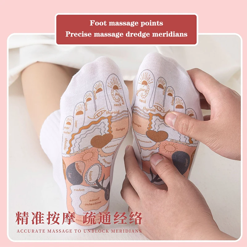 

1 Pair Foot Massage Socks Acupressure Reflexology Socks Yoga Foot Massage Foot Point Diagram Acupoint Socks With Massage Sticks