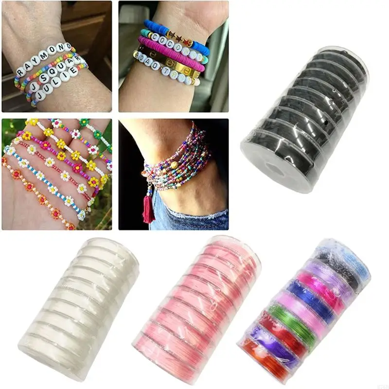 M76B 10 Rolls 150m Crystal String 0.8mm Handmade Thread Elastic String Line Stretchy Bracelet String Bead Cord for Beading