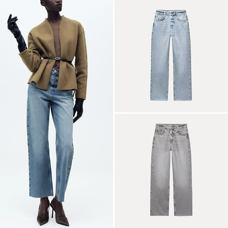 

Spring 2025 High Waist Straight Leg Casual Jeans Women's Faion Multicolor Select High Waist Loose Fit Long Pants