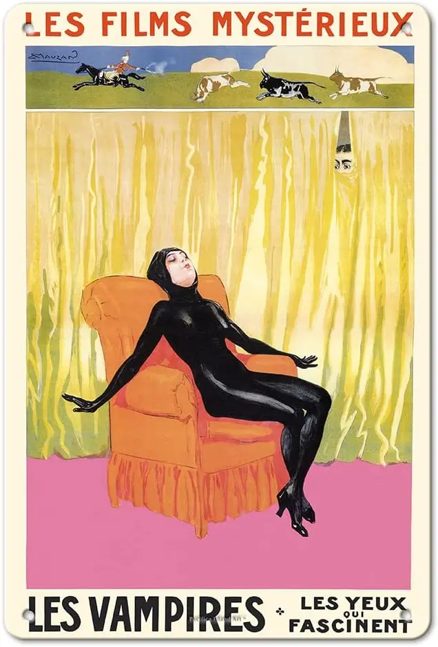The Vampires (Les Vampires) - Silent Film Crime Serial - Vintage Film Movie Poster by Achille Mauzan c.1916-8 x 12 inch Vin sign