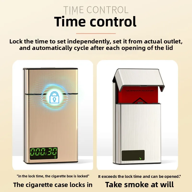 Draagbare Lock Box Slimme Sigaret Extra Roken Stoppen Rookcontrole Artefact Aluminium Timing Lock