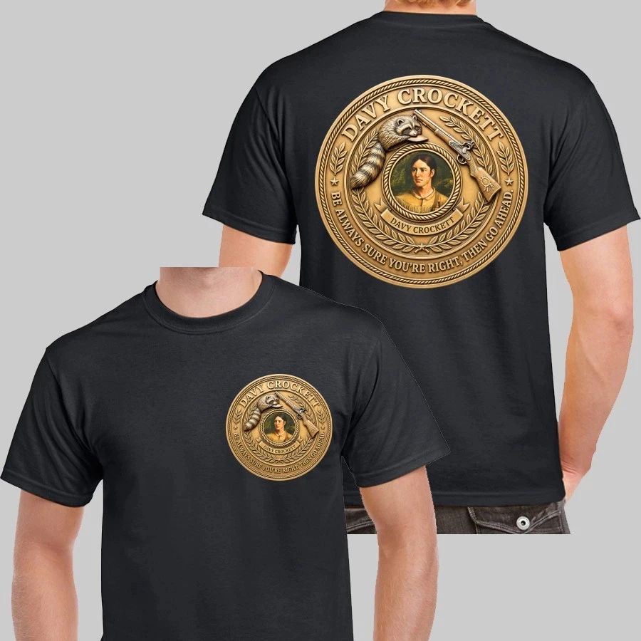 New Davy Crockett American Frontier History 3D Seal Design Style T-shirt