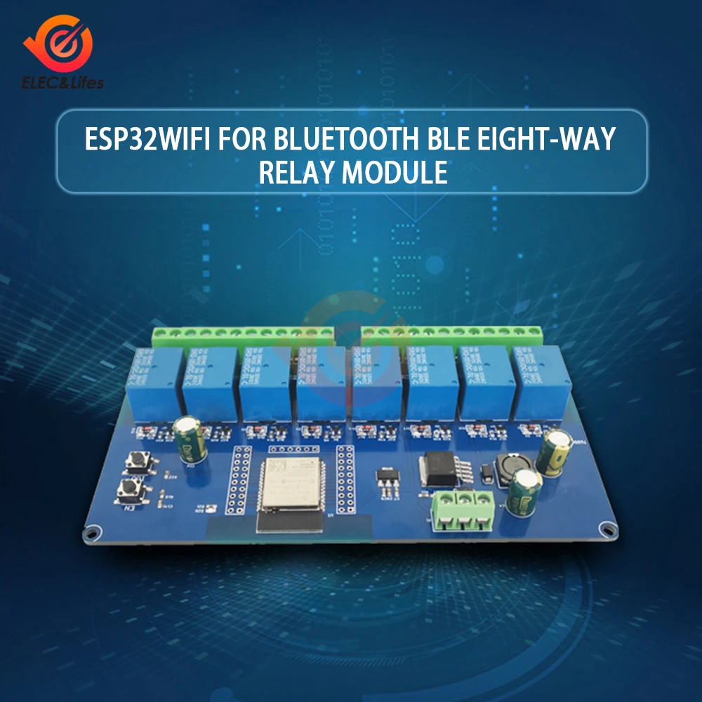 ESP8266/ESP32 Wifi 8 チャンネルリレーモジュール ESP-12f/ESP32-WROOM 開発ボード電源 5V/7-28V