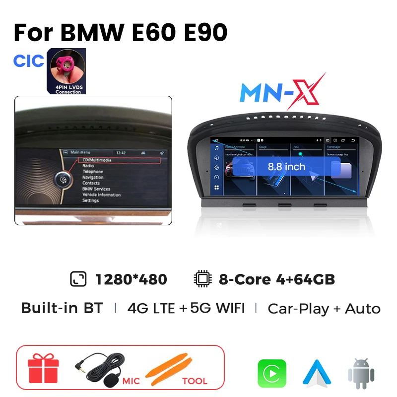 MEKEDE Android 14 Auto Multimedia Speler Voor BMW 3 Serie E60 E61 E63 E64 5 Serie E90 E91 E92 E93 CCC CIC DSP Carplay Auto Radio
