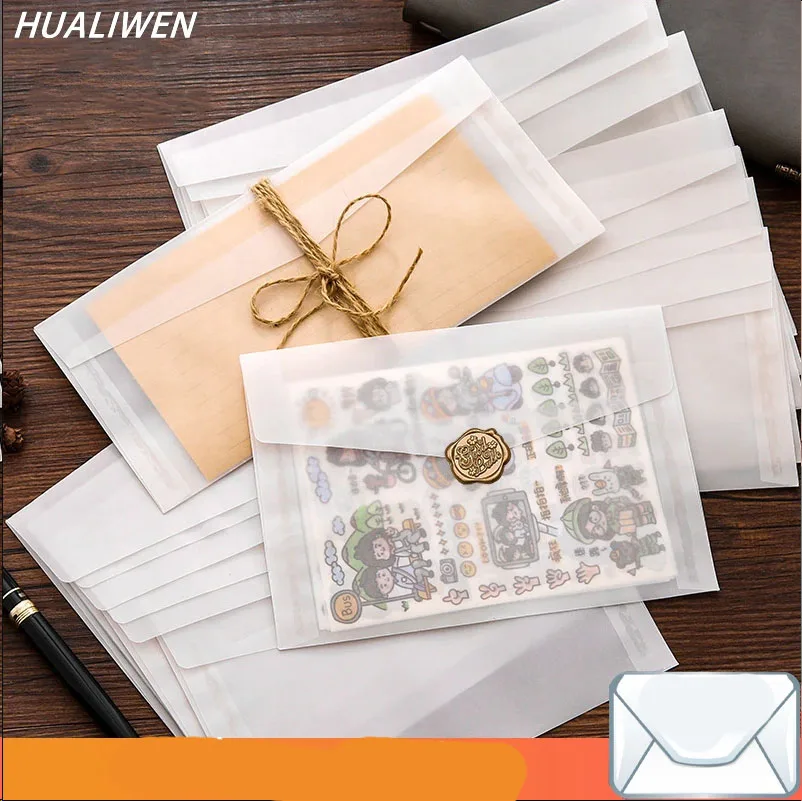 

20pcs/lot Custom Envelope Semi-transparent Sulfuric Acid Paper Envelopes Set Vintage Wedding Invitation Envelopes For Cards