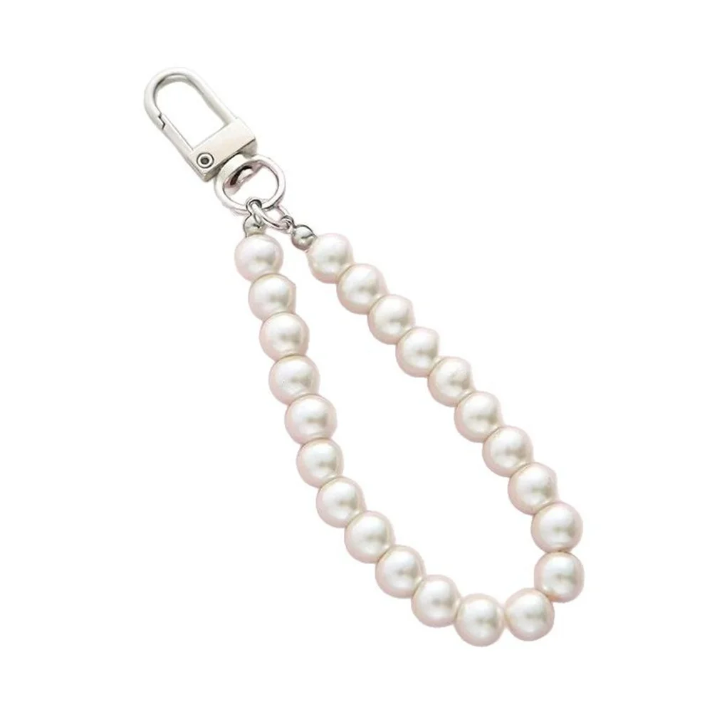 2pcs Sweet DIY Imitation Pearl Anti-lost Cell Phone Pendant Handmade Beaded Keychain Hanging Chain Charm Jewelry Accessories ﻿