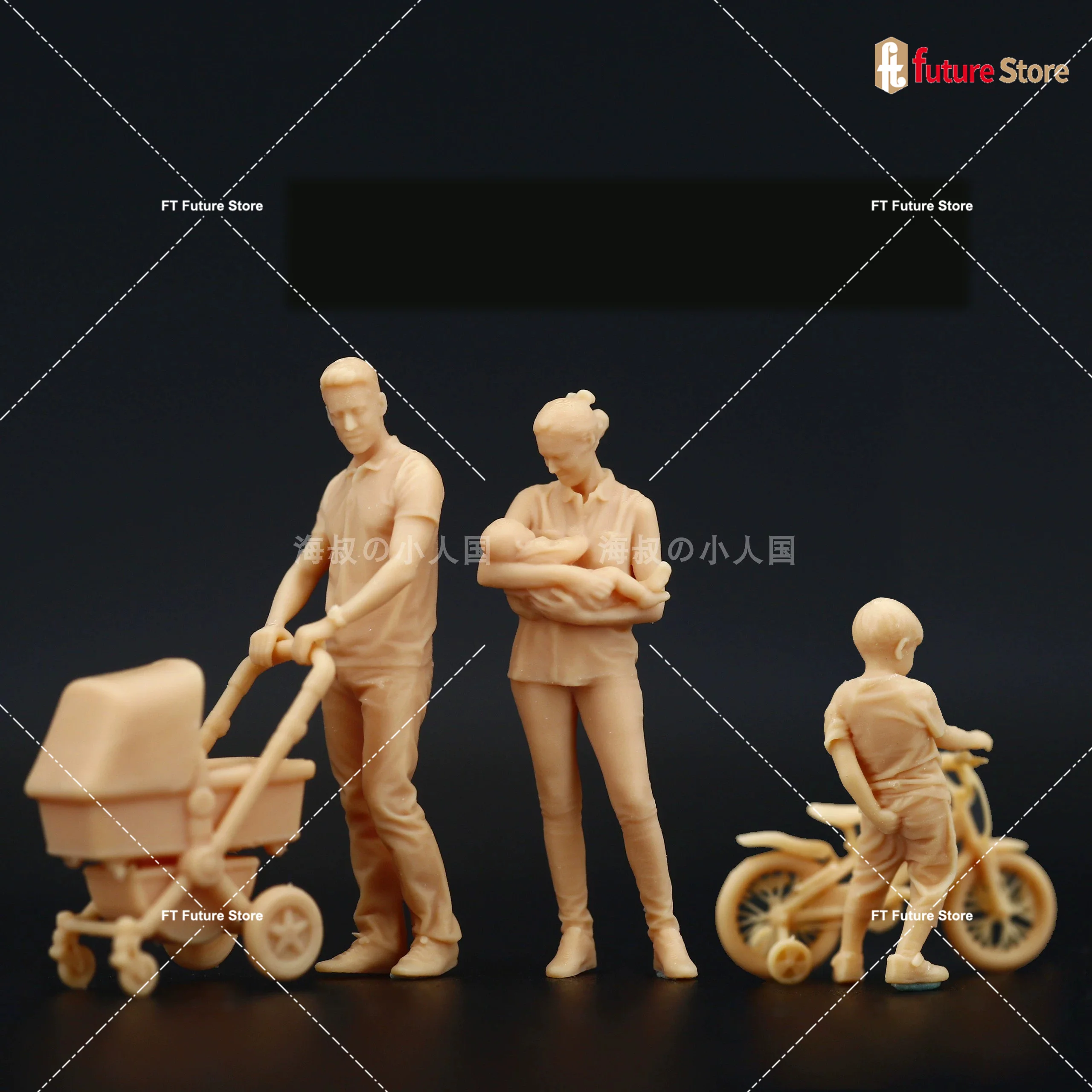 1/64 1/43 Spouse Kids Toy Car Baby Carriage Figure Miniatures Diorama Creative Mini Doll Scene Props Figurine Model Crafts Decor