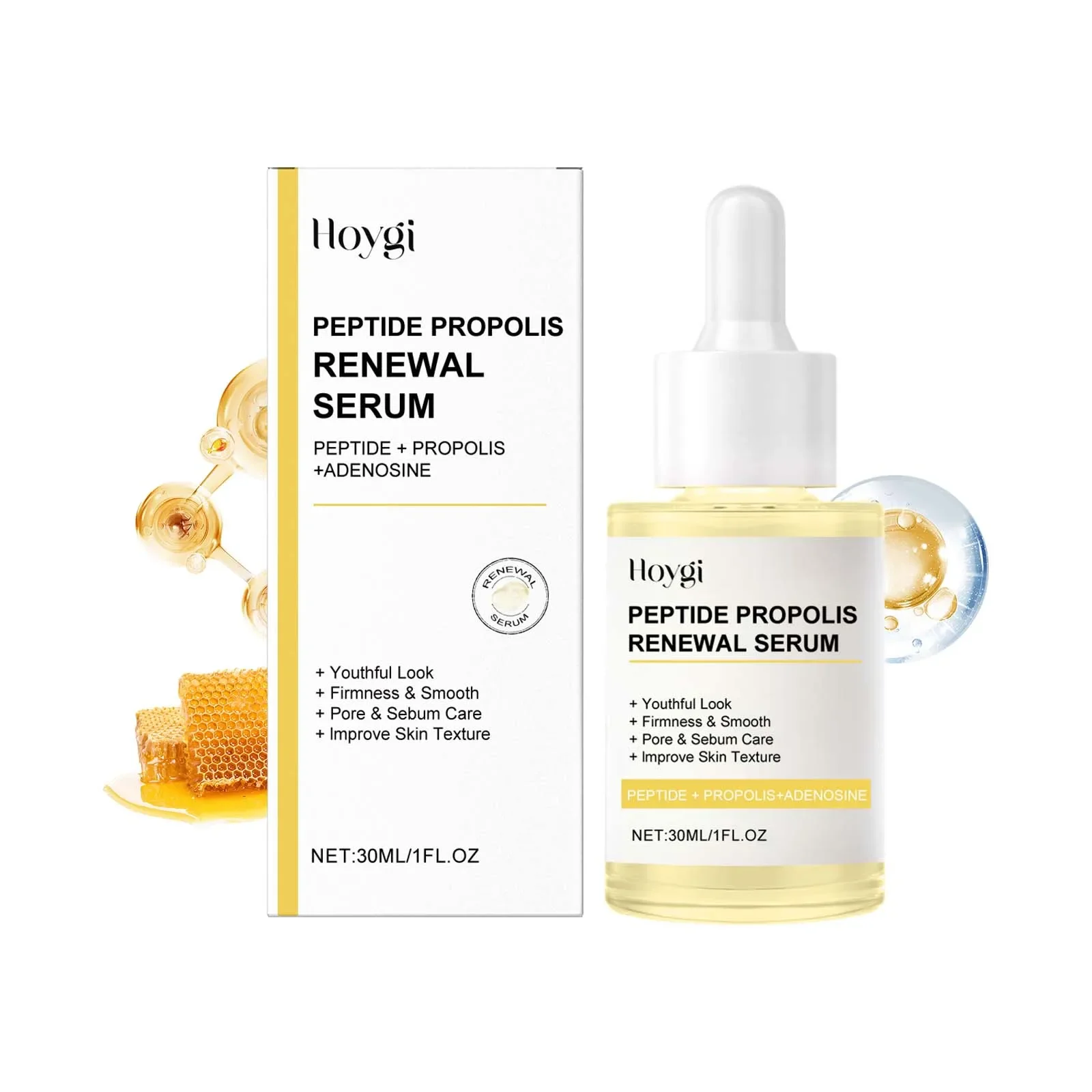 Peptide Propolis Renewal Serum Adenosine Wrinkles Fine Lines Removal Pores Sebum Cleasing Hydrating Face Glow Boosting Essence
