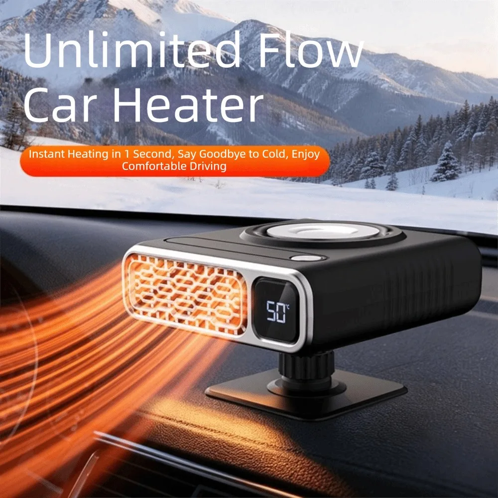 12V Digital Display Silent Car Heater Fan Windshield Defroster Demister 360 Degree Adjustable Fast Heating Warmer