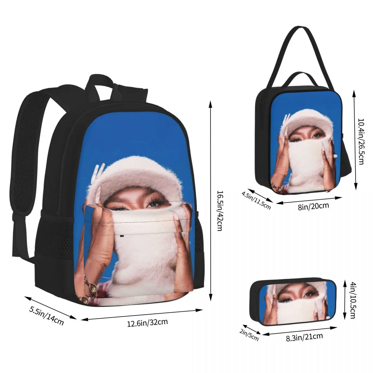 Aya Nakamura DNK Album Cover Rap Backpacks Boys Girls Bookbag School Bags Kids Rucksack Lunch Bag Pen Bag Three-Piece Set