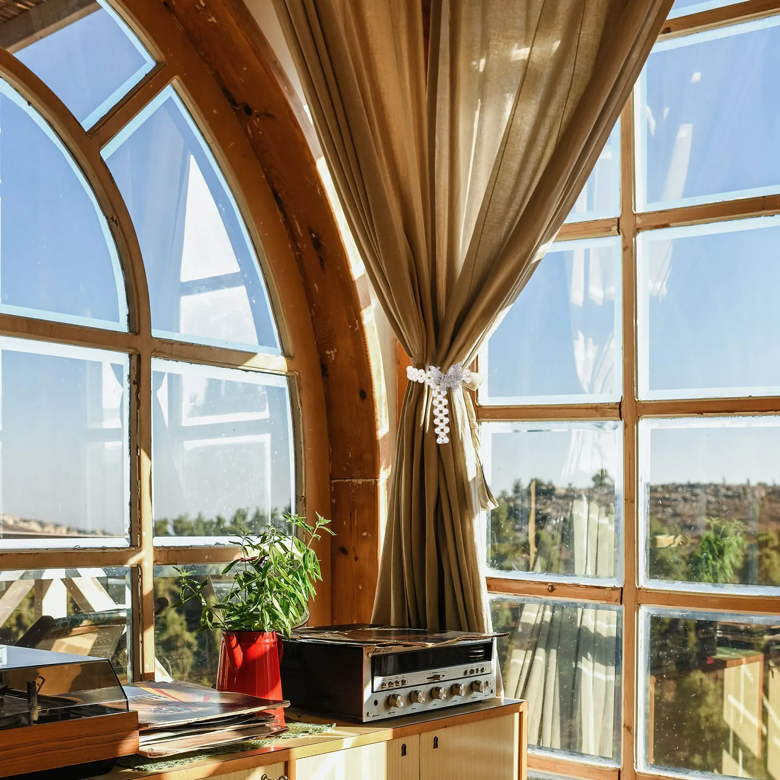 

2Pcs Pearl Design Curtain Tiebacks Mature Craftsmanship Excellent Details Appearance Home Decor Curtain Fixator