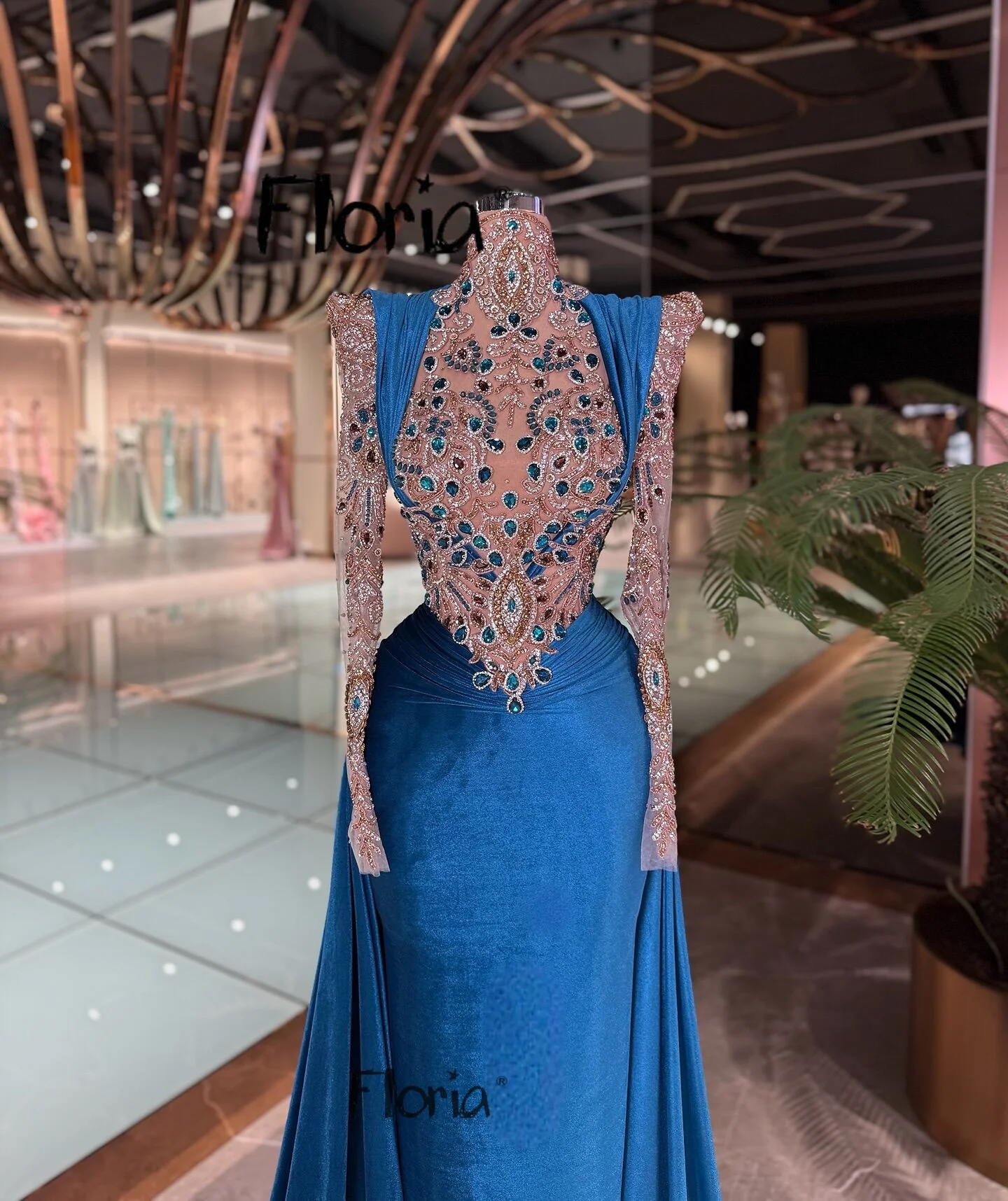 

Синее мусульманское велюровое платье для выпускного вечера с верхней юбкой 2026, элегантное кружевное платье с бисером для свадебных мероприятий, ночное платье для невесты, индивидуальный черепаховый вырез