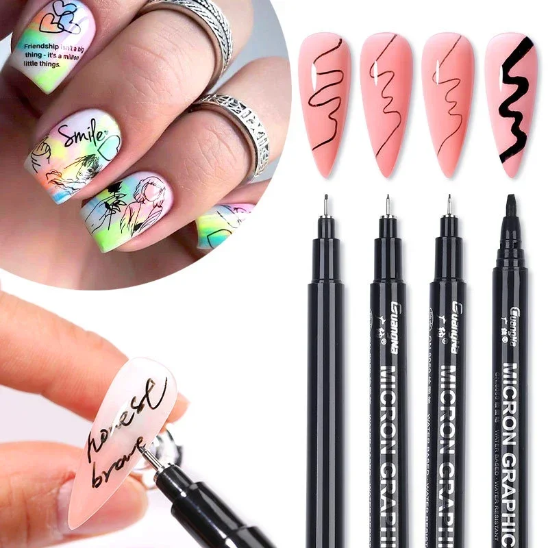 Schwarz Nail art Graffiti Stift Für 3D Nail art DIY Polnischen Stift Farbe Liner Stifte Maniküre Nagel Design Malerei Werkzeuge Nägel Pinsel