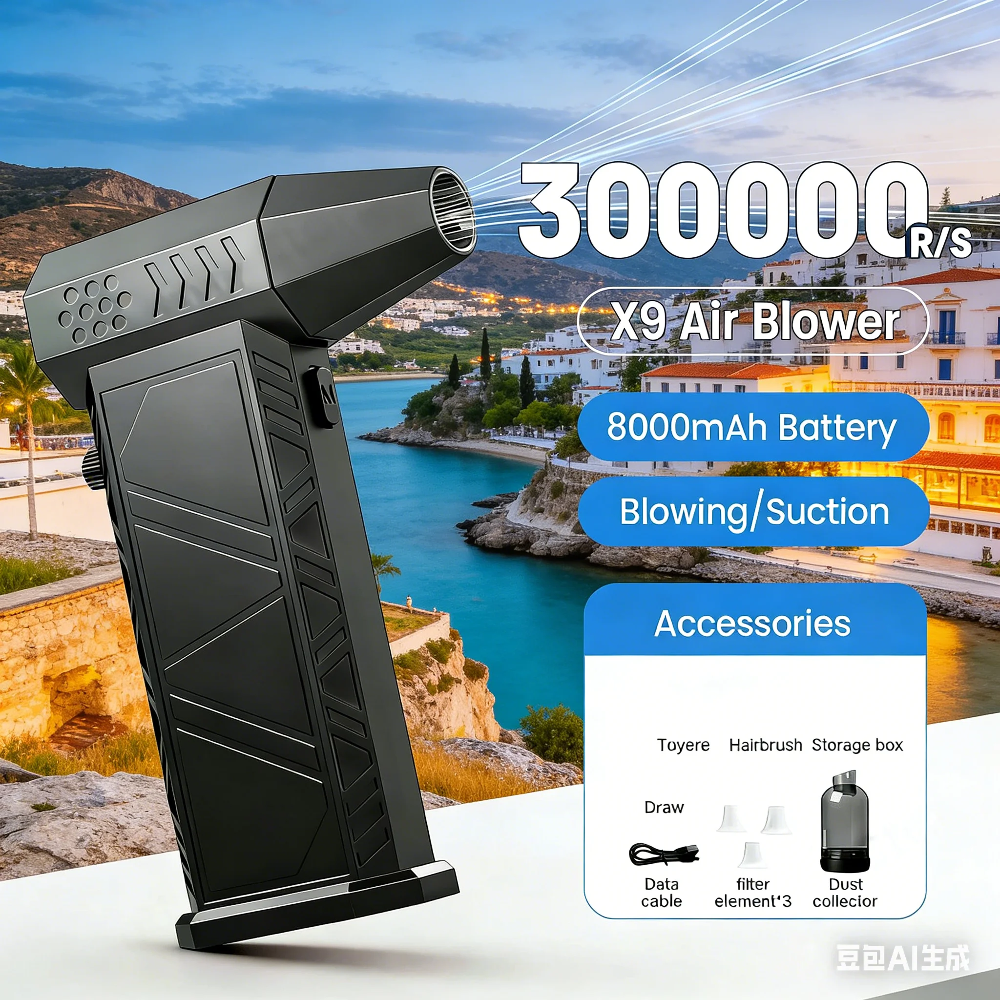 

Вентилятор-воздуходувка X9 Turbo Fan Jet Blower 300000 об/мин, бесщеточный, с функцией вакуумной очистки | Профессиональный инструмент для чистки компьютеров, клавиатур, дома и автомобиля