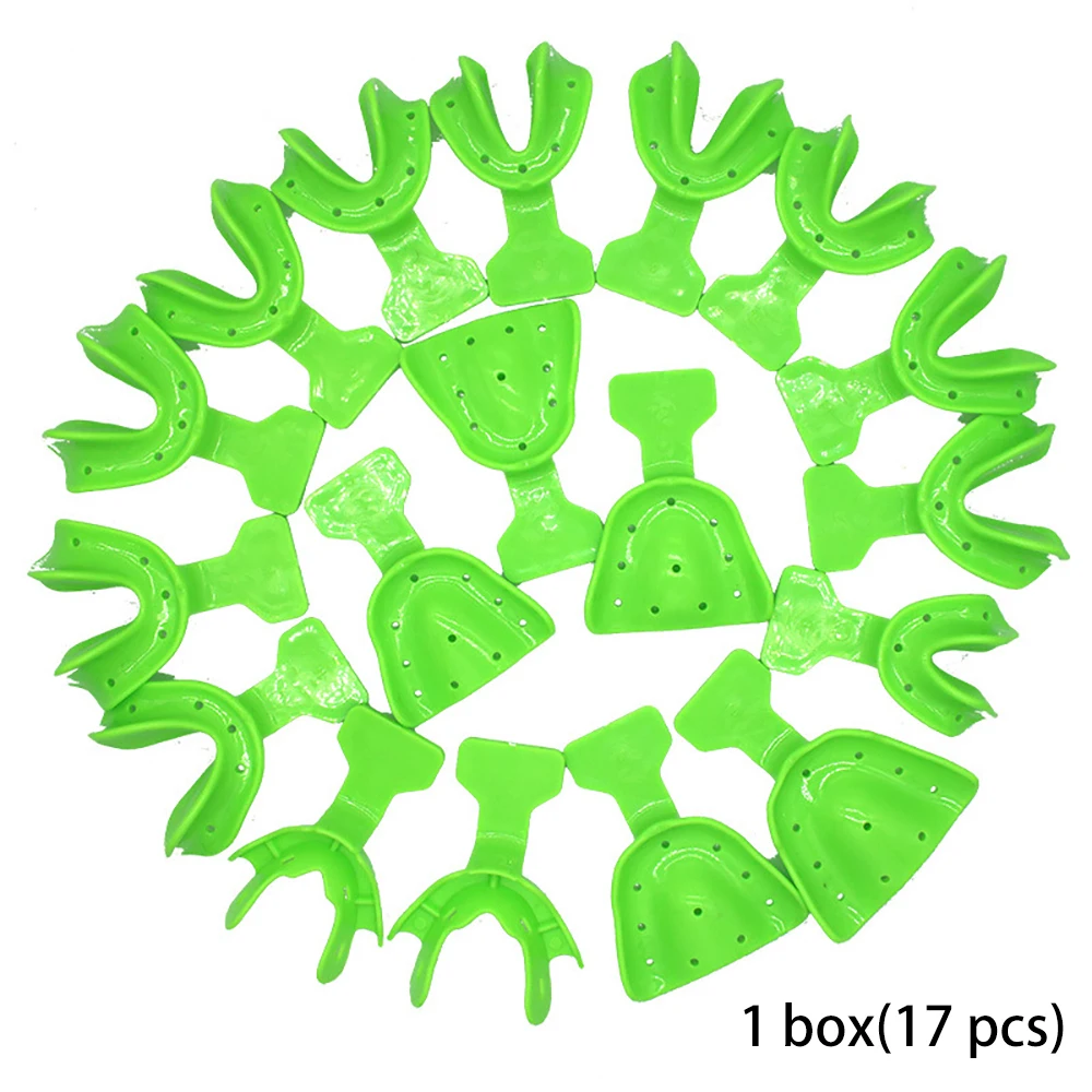 17 PCs Dental Tray Without Jaws Can Be Sterilized At 130℃ Transparent Milky White Green PC&ABS Material Dentist Tools Dentistry