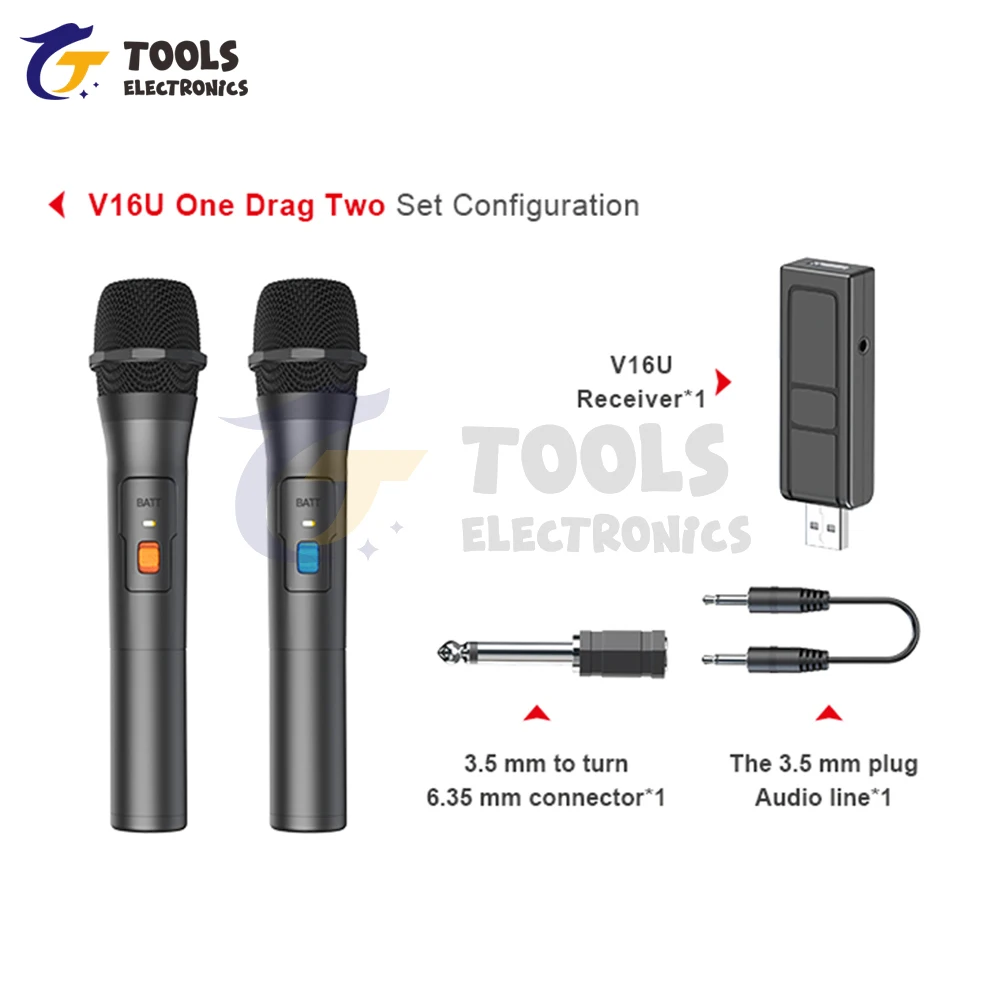 Wireless Microphone System Kits USB Receiver Handheld Karaoke Microphone Home Party Smart TV Speaker Singing Mic