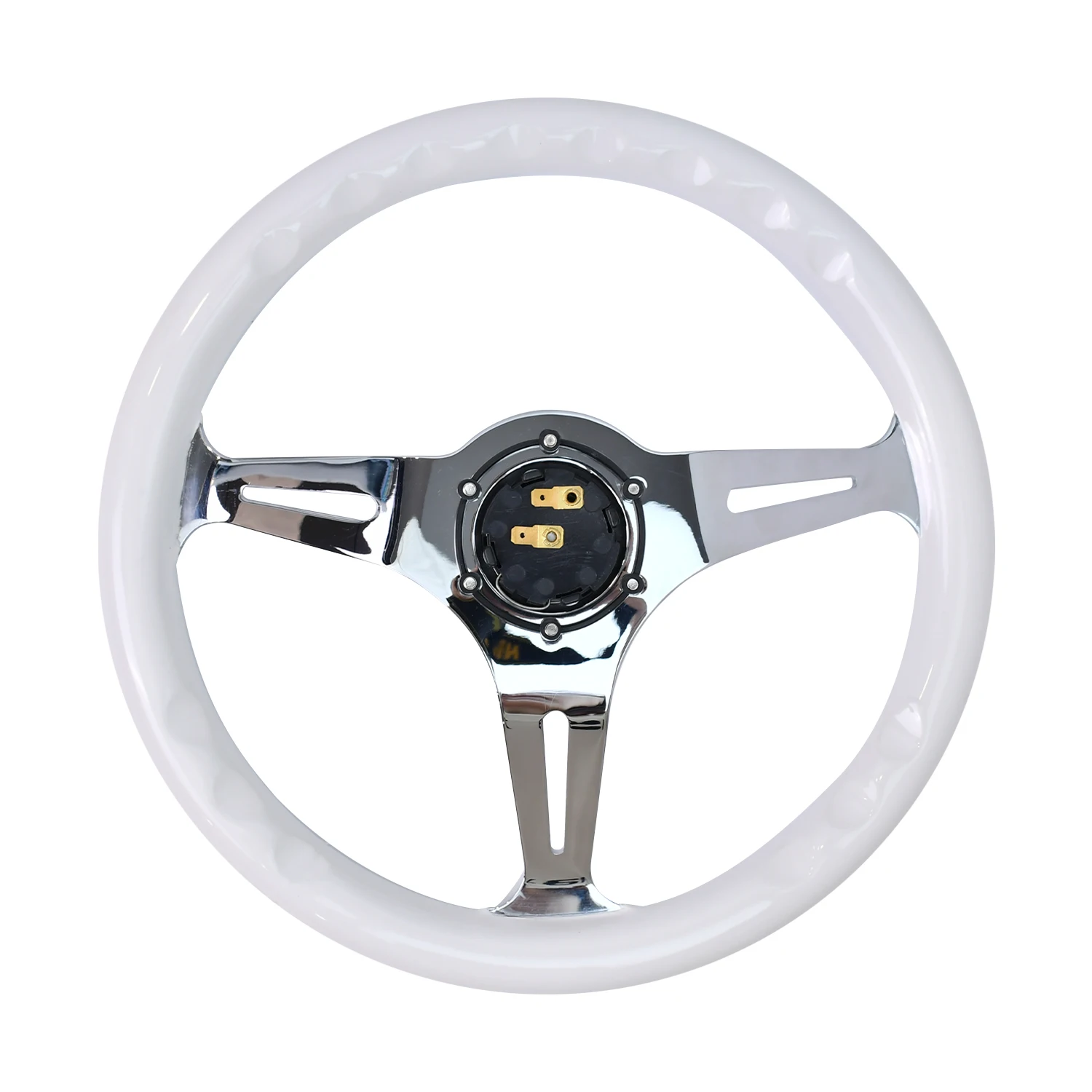 عجلة قيادة تعديل السيارة باللون الأبيض من الخشب الصلب مقاس 350 مم لـ TIYPEOR