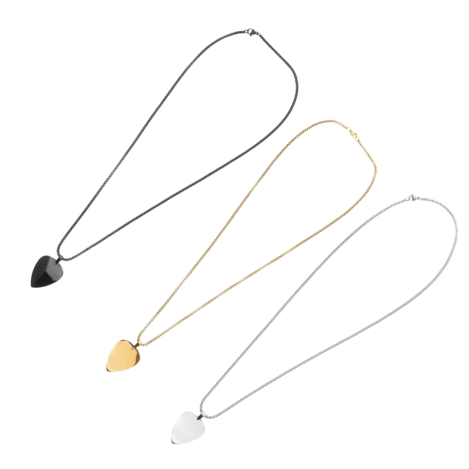 

3 Pcs Guitar Pick Necklace for Women Accessories Music Stainless Steel Man Choker