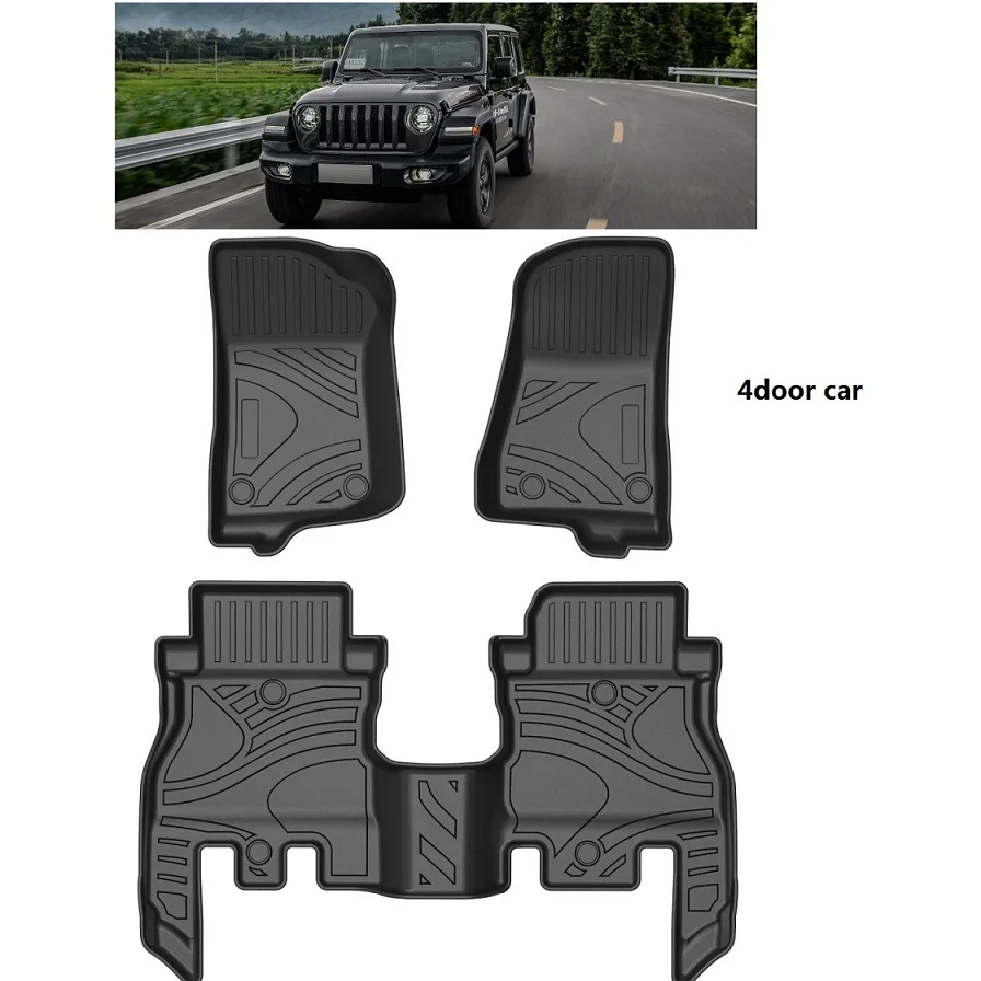 new 3D Rubber Car Mats Fit For Jeep Wrangler JL 2018 2019 2020 2021 2022 Interior FLoor Mats Carpets