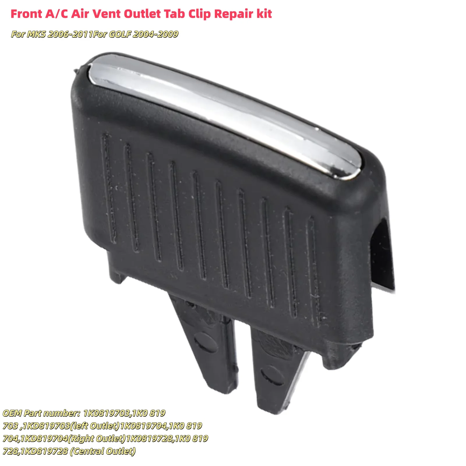 Car Center AC Air Vent Outlet Tab Clip Repair Kit Universality Fitment Stable Characteristics Plastic Material