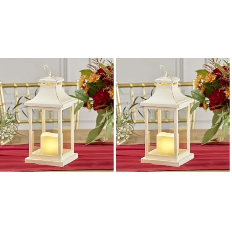 LED Vintage Decorative Ivory Hampton-Rustic Home Shelf Decor Lantern