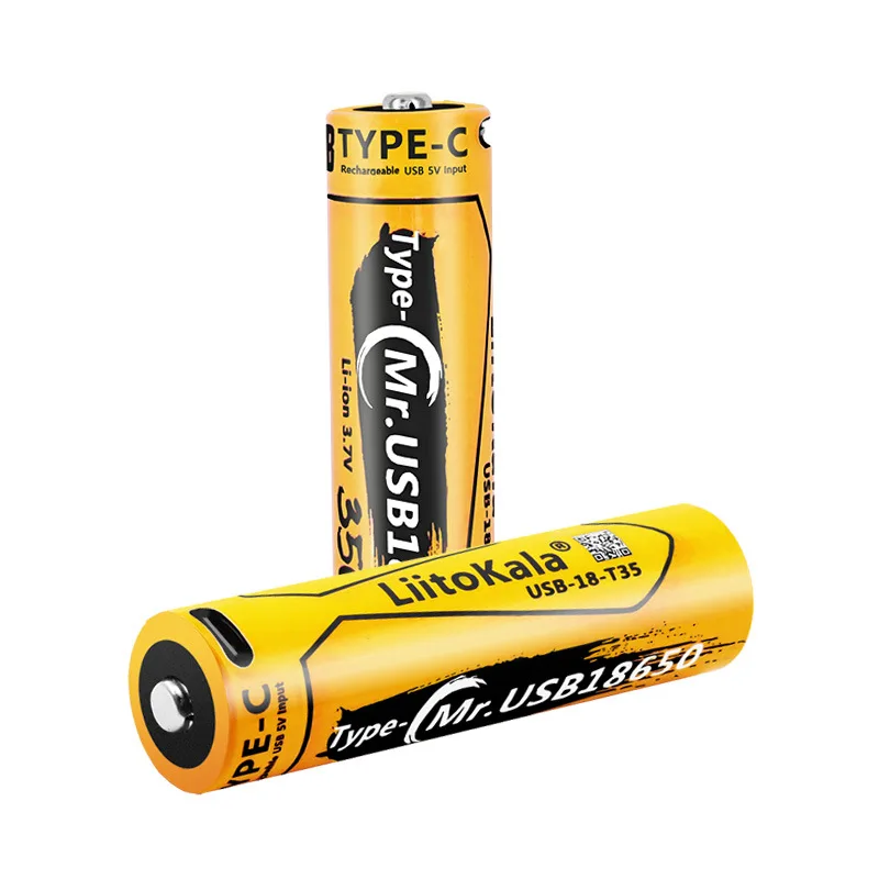 New LiitoKala USB-18-T35 Type-C 18650 3.7V 3500mAh USB Rechargeable Li-ion Battery for Flashlight Electric Mouse Toy Battery