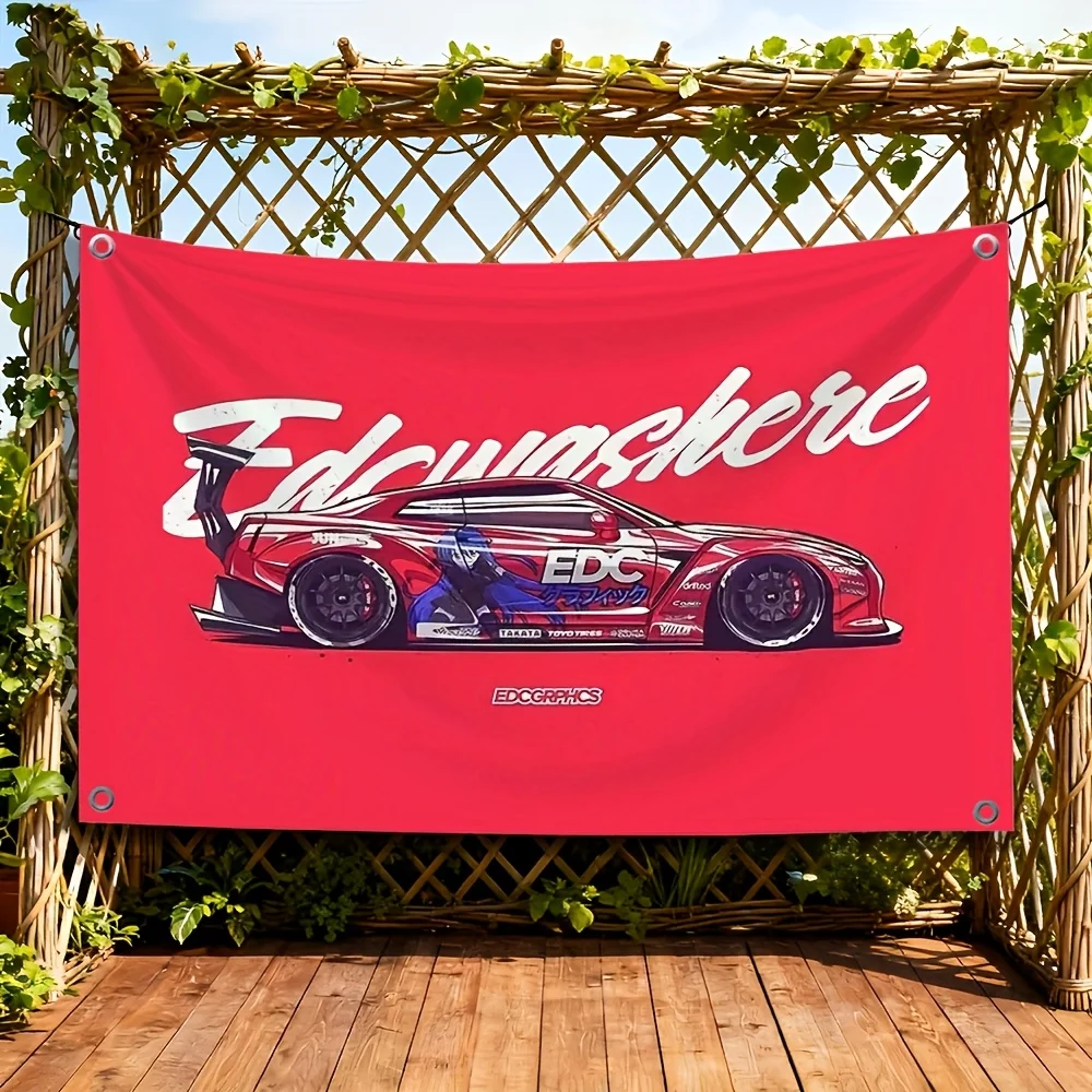 Custom Flag Banner Car Racing Decoration Item With 4 Rings Sports Event Display Wall Hanging Auto Enthusiast Gift Souvenir