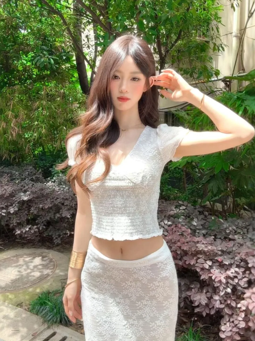 

Summer V-neck T-shirt And Skirt Set Women's Fashion Bodycon Outfit Unique Attractive Midi Skirt Comfortable Short Sleeve Clothes