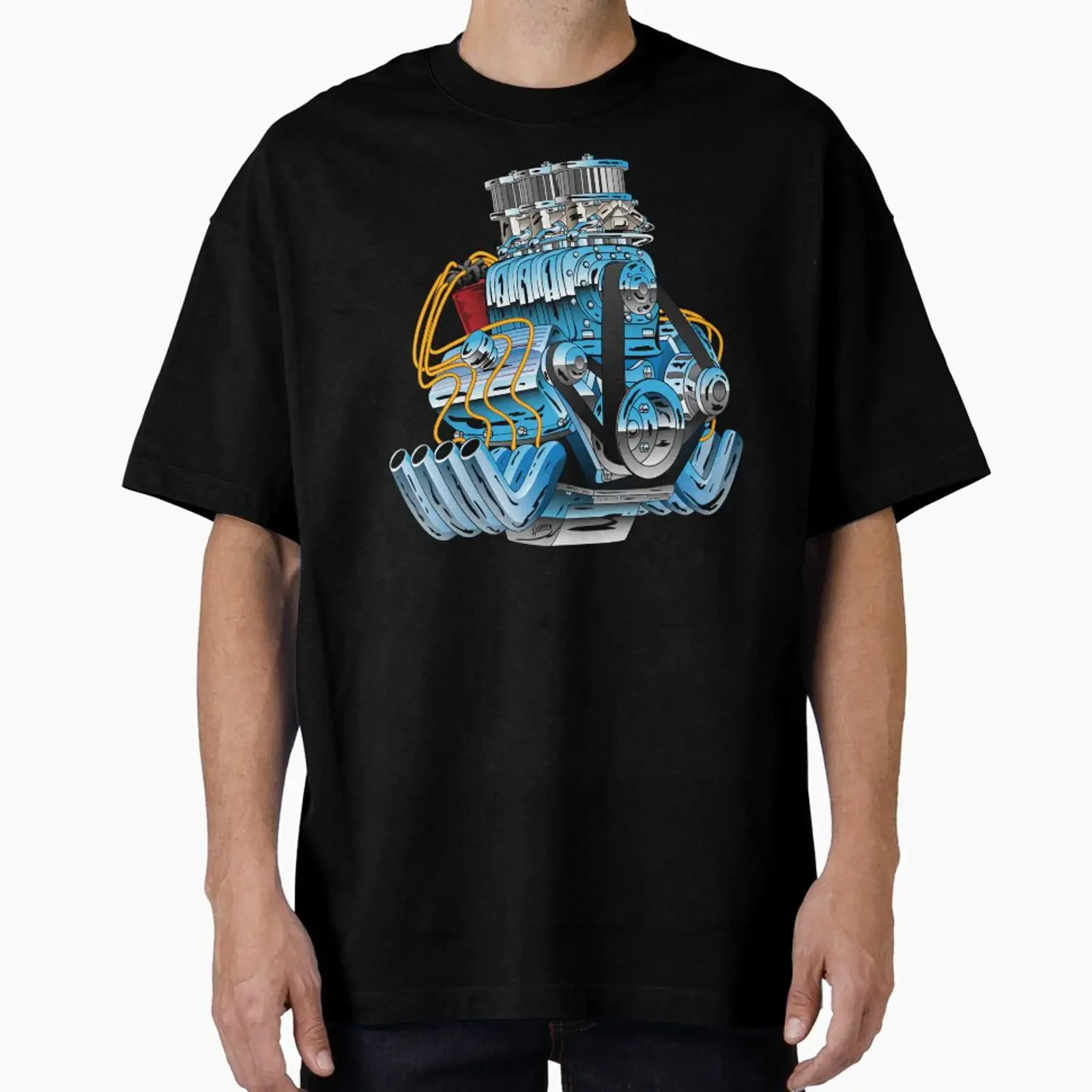 Hot Rod Race Car Dragster Engine Cartoon Illustration designed and sold by hobrath vintage Washed Breathable Slightly Versatile