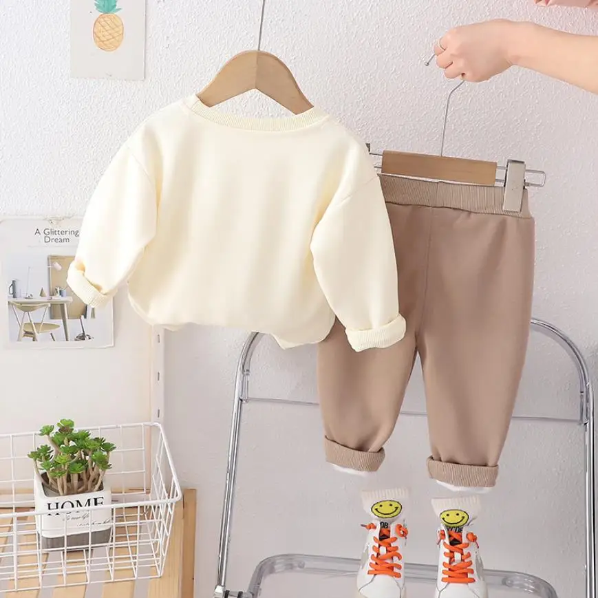 男の子用長袖パーカーとパンツ,幼児用トラックスーツ,漫画のクマの服,子供服,新しいスタイル,春,2022