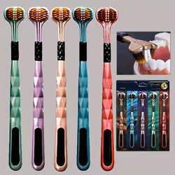4pcs Ultra-Soft 3-Sided Toothbrush for Adults - Formaldehyde-Free, Nylon Bristles for Full Head Cleaning & Oral Health