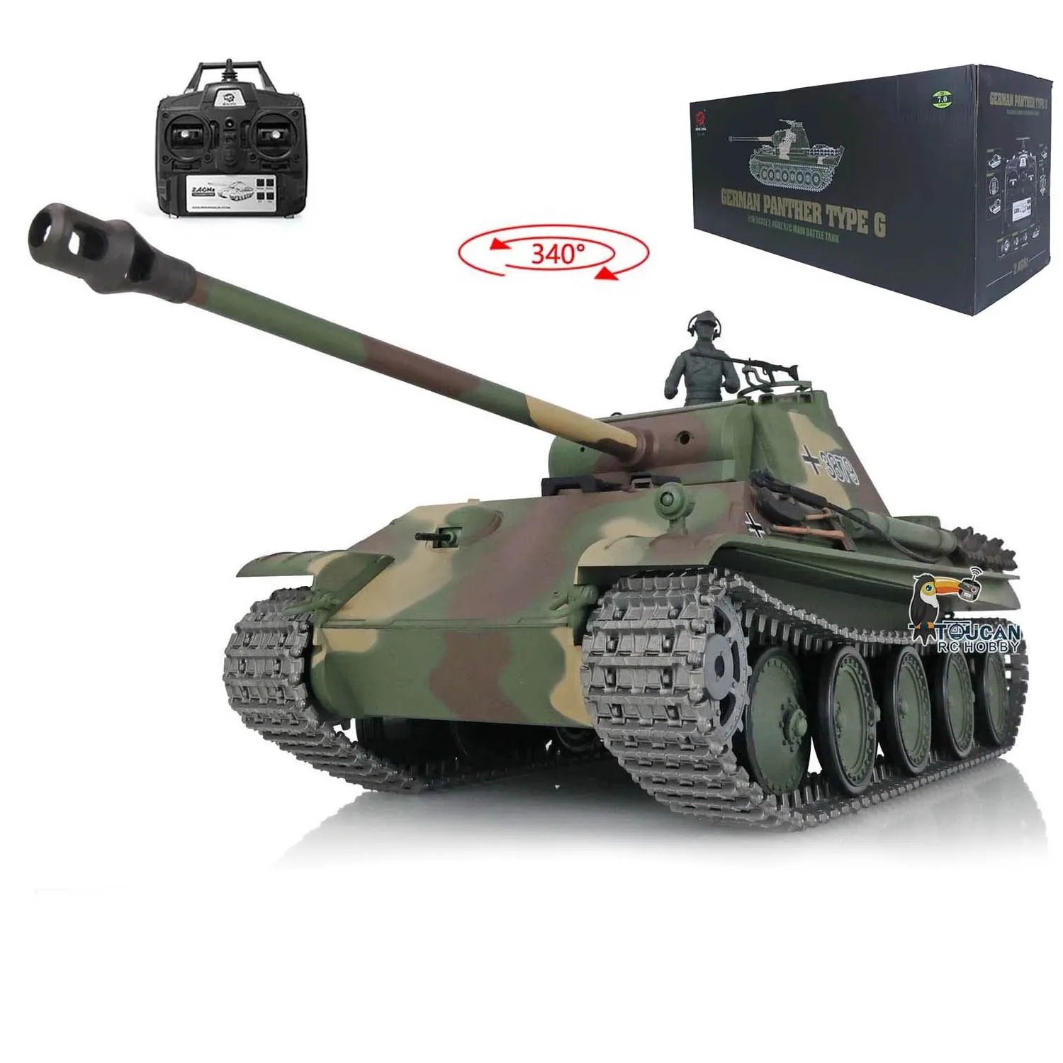 รถถังรบหลัก Henglong German Leopard G Type RTR 2.4g RC รุ่นจำลองการต่อสู้ด้วยอินฟราเรด ขนาด 1/16 3879