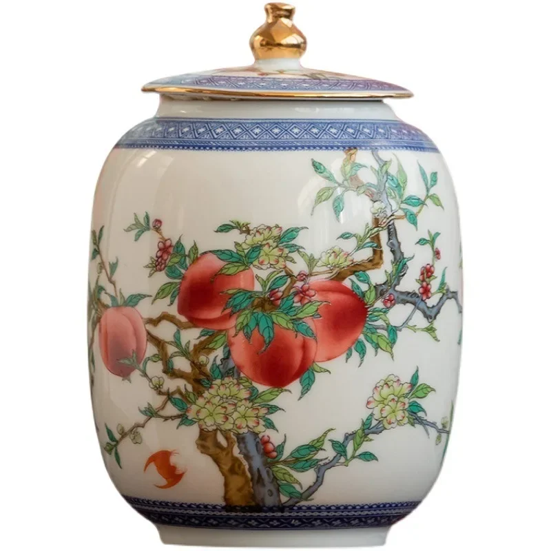 

Chinese Style Ceramic Pot Tea Caddy Large General Can Porcelain Jar Sealed Storage Tank Flower Vase Container Home Decoration