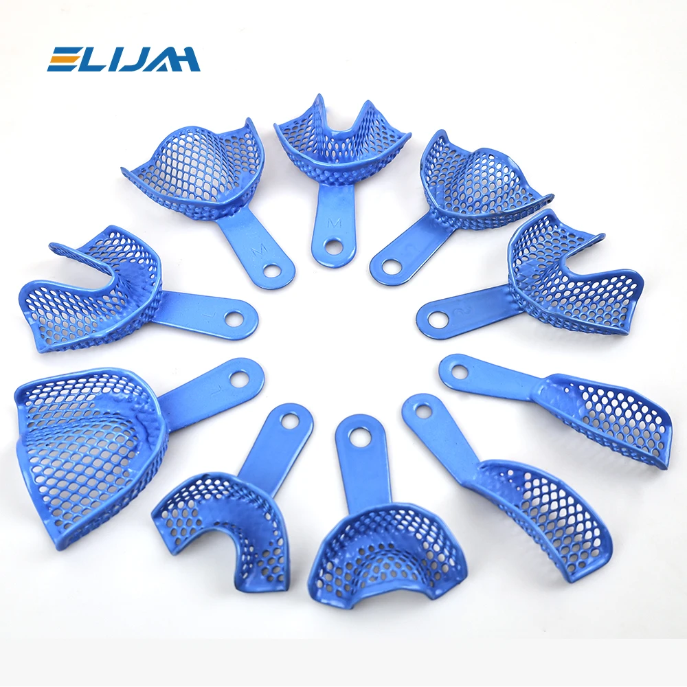ELIJAH 2Pcs Dental Blue Steel Dental Tray Impression Trays  Dental Impression Trays Dental Oral Mesh Shape Dentist Tools