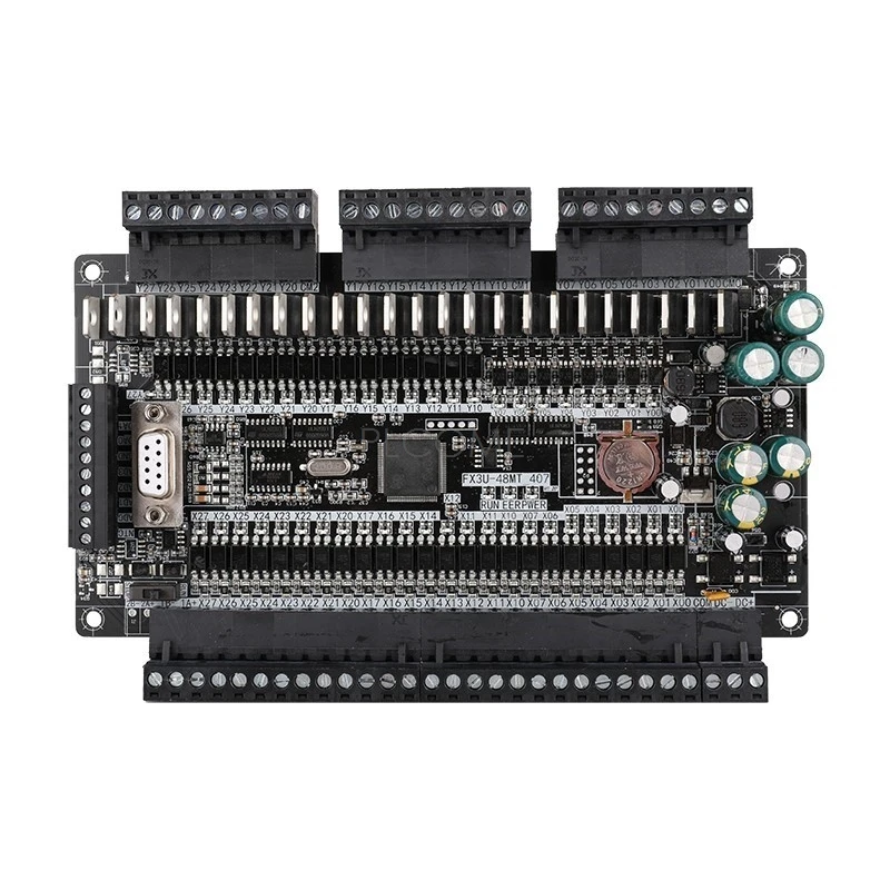 FX1N FX2N FX3U 48MT 4AD 2DA PLC 32000 Steps, Ethernet CAN NTC Optional, 8x100KHz Pulse Modbus TCP RTU 24VDC for Mitsubishi