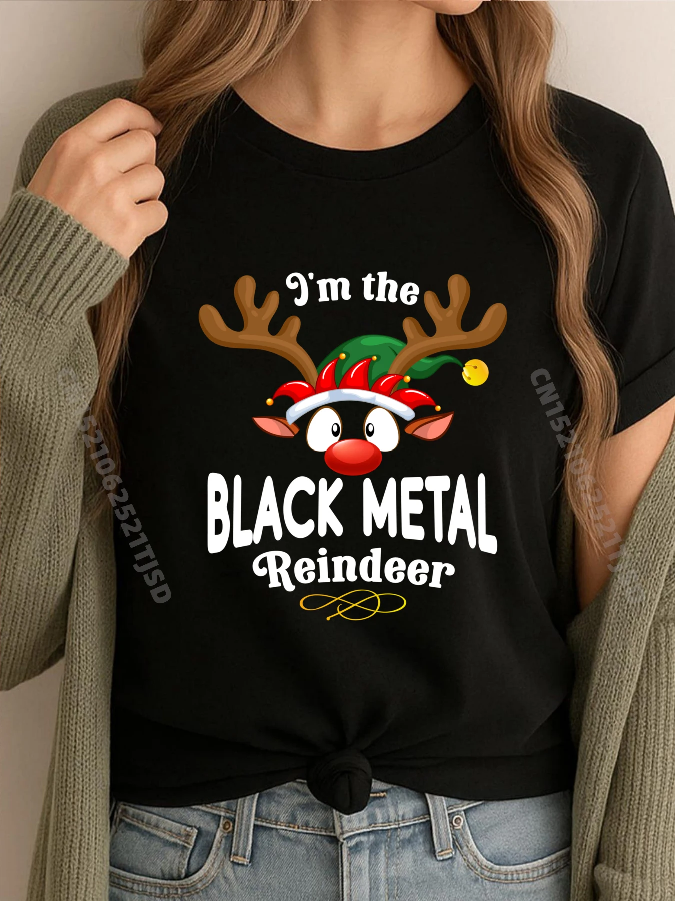 

Рождественские пижамы, черные металлические рождественские олени, одинаковые рубашки, женская дизайнерская одежда с графическим рисунком, женские футболки