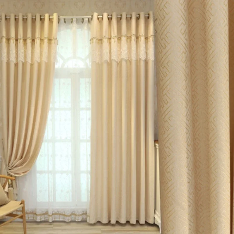 Milk golden luster jacquard thickened chenille shading curtain partition curtain Curtains for Living dining room bedroom