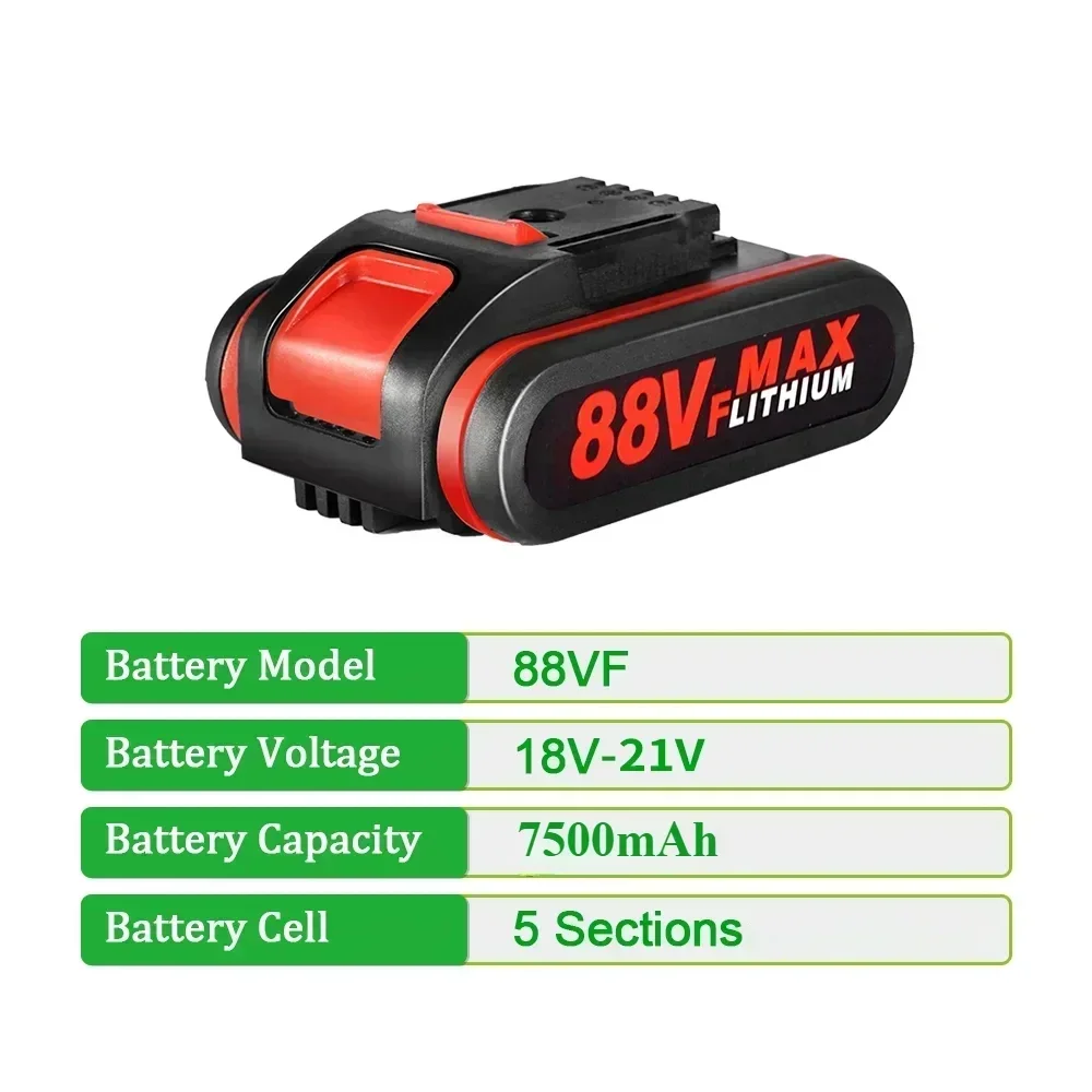 18V 21V 7500mAh Rechargeable Li-Ion Battery for Electric Saw Wrench Cordless Reciprocating Saw for 36VF 48VF 88VF Worx Battery view 2