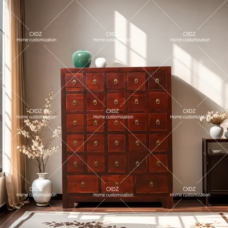 Chinese solid wood medicine cabinet household traditional Chinese medicine family traditional Chinese medicine storage
