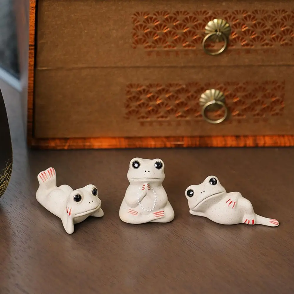 Crafts Ceramic Tea Pet Handicraft Creative Frog Statue Cute Funny Animal Sculpture Office