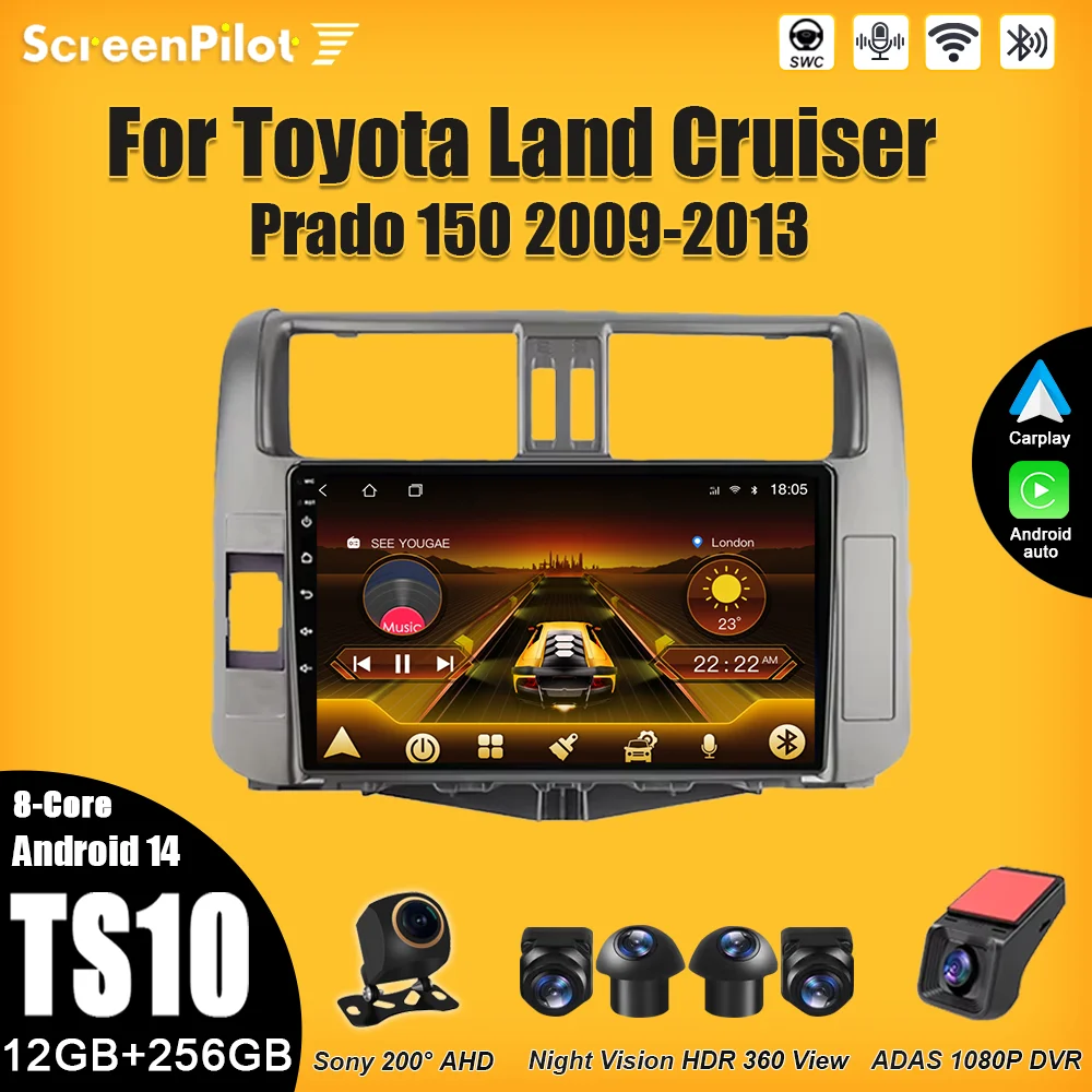 

Android 15 For Toyota Land Cruiser Prado 150 2009-2013 Multimedia Video Player GPS Navigation Wireless Android Auto Wifi RDS