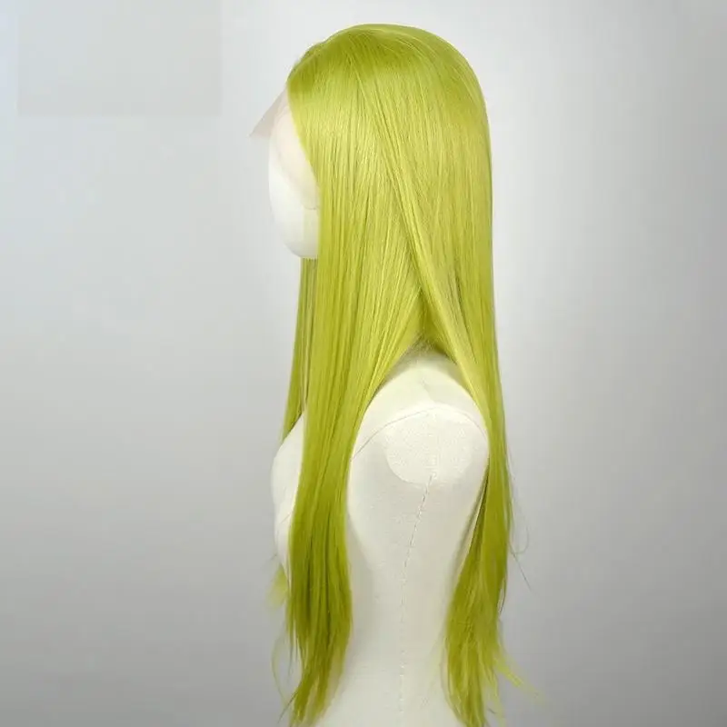 Light Green Lace Front Wigs for Fashion Women 26 Inches HD Straight 13*4 Natural Frontal Lace High Quality Synthetic for Cosplay