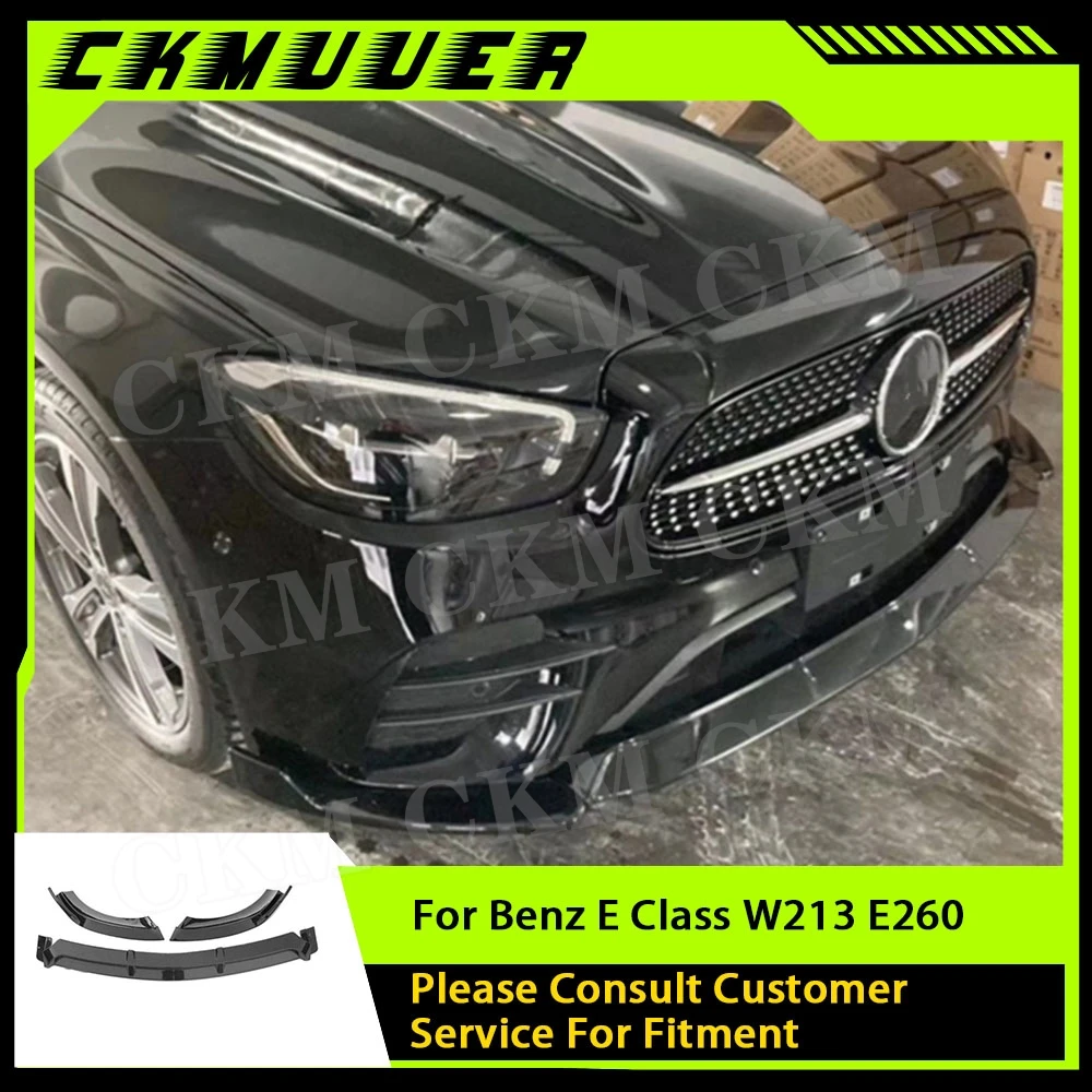 

CKMUUER For Mercedes Benz E Class W213 E260 E300 E350 Sport 2021 Black Material Front Bumper Lip Spoiler Car Auto