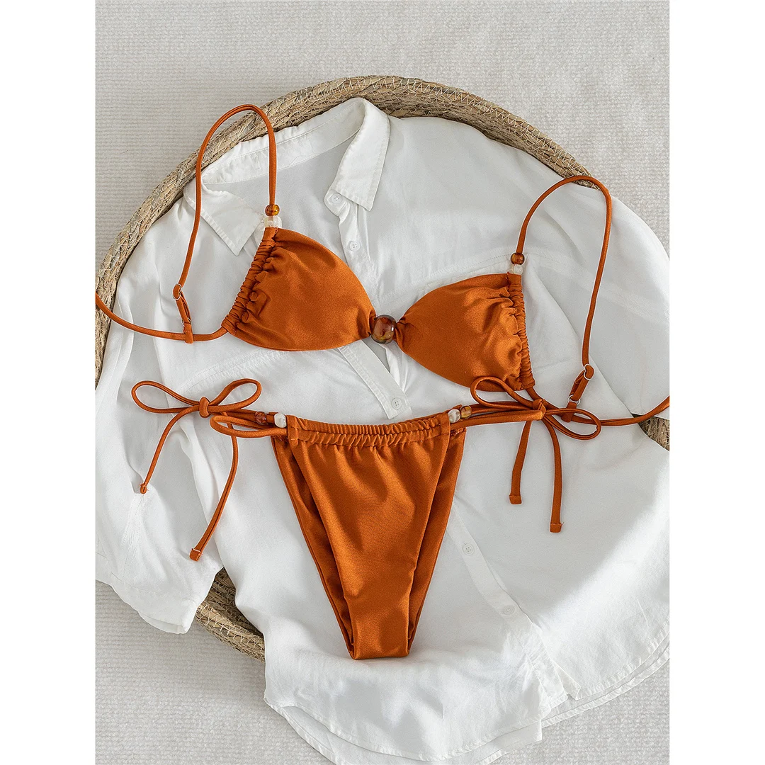 S - XL, hoch geschnittener Bikini mit Trägern, Damen-Badeanzug, zweiteiliges Bikini-Set, gepolsterter Badeanzug, Badebekleidung, Modell V8472. – Detail 5