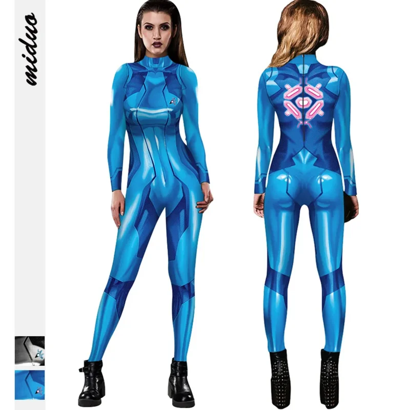 Metroid Samus Aran Cosplay Sexy Zentai Suit donna tuta Super Hero Zentai Costume tuta Fancy Outfit Carnival Party Dress
